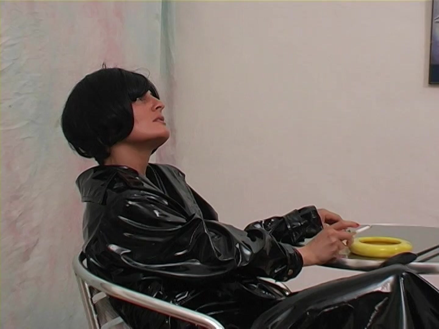 Latex lezdom who smokes enjoys sex with her submissive GF