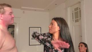 Cruel dominas slapping their pathetic slave