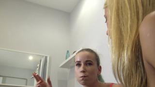 Smoking femdoms punishing slave with spitting lesson