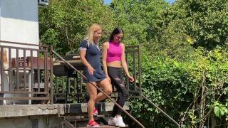 Cruel dominas trampling sub outdoor